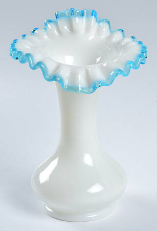 Aqua Crest (Pale Blue) 8" Double Crimped Vase