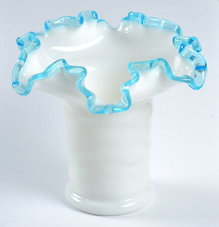 Aqua Crest (Pale Blue) 5" Crimped Vase
