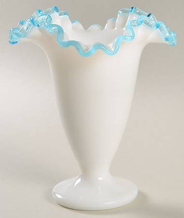 Aqua Crest (Pale Blue) 6" Square Crimped Vase