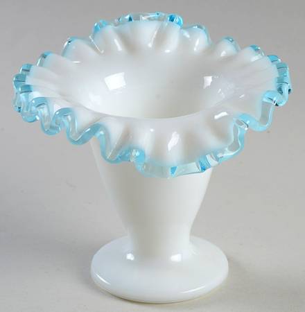 Aqua Crest (Pale Blue) 4" Crimped Tulip Vase