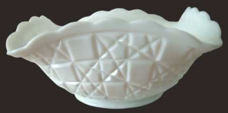 Block and Star Milk Glass 9" Square Bowl