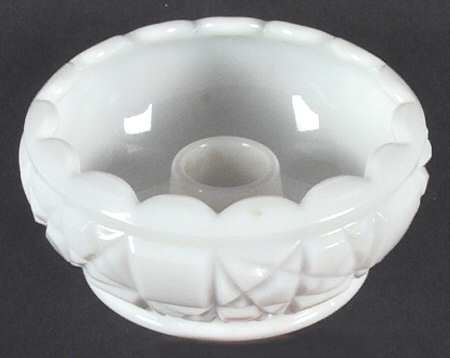 Block and Star Milk Glass Single Light Candlestick