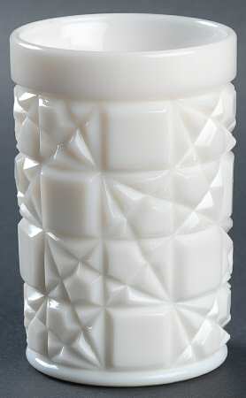 Block and Star Milk Glass 8 Oz Flat Tumbler