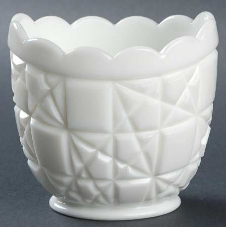 Block and Star Milk Glass 3" Flower Vase