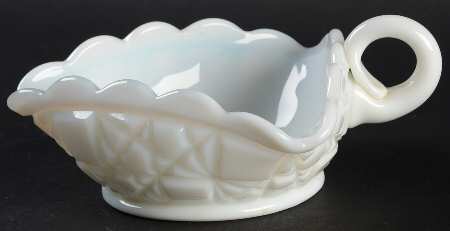 Block and Star Milk Glass 5" Triangular Bon Bon