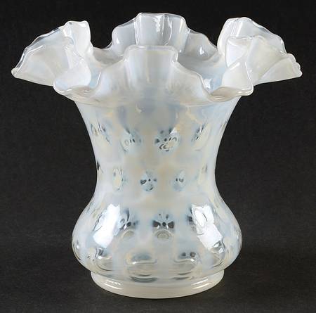 Coin Dot French (Opalescent) 6" Double Crimped Vase