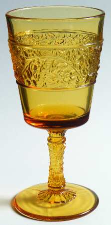 Flower Band Amber Water Goblet by Fenton