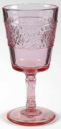 Flower Band Pink Water Goblet by Fenton