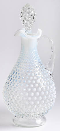 Hobnail French (Opalescent) Handled Wine Decanter & Stopper