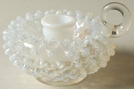 Hobnail French (Opalescent) Handled Candleholder