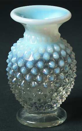 Hobnail French (Opalescent) 4" Miniature Cupped Flared Crimp Vase