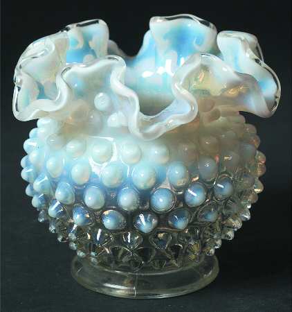 Hobnail French (Opalescent) 4 1/2" Miniature Double Crimp Vase