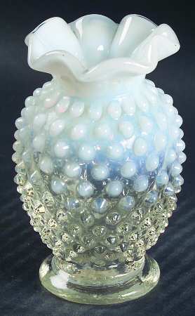 Hobnail French (Opalescent) 4" 8-Point Crimped Cupped Miniature Vase
