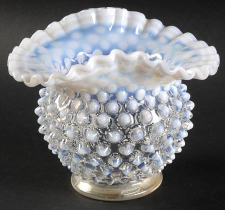 Hobnail French (Opalescent) 4" Crimped Oval Vase