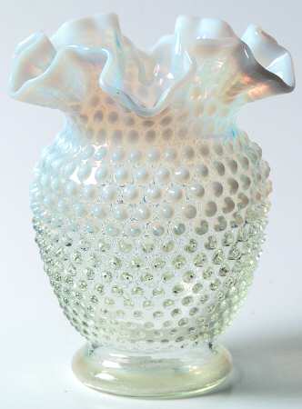 Hobnail French (Opalescent) 6" Double Crimped Vase