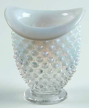Hobnail French (Opalescent) 4" Miniature Crimped Hat Vase