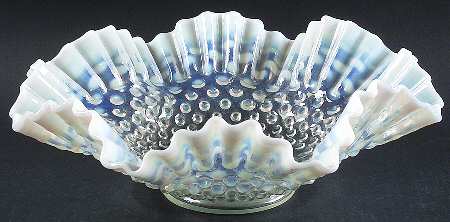 Hobnail French (Opalescent) 11" Round Crimped Bowl