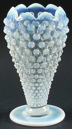 Hobnail French (Opalescent) 6" Footed Crimped Cupped Flared Vase