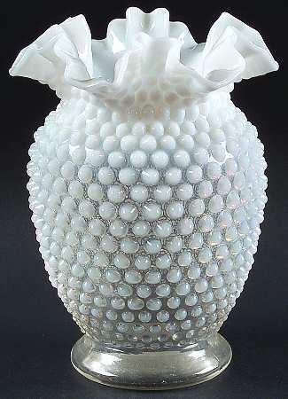 Hobnail French (Opalescent) 8" Double Crimped Vase