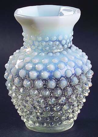 Hobnail French (Opalescent) 5 1/2" Crimped Octagonal Vase