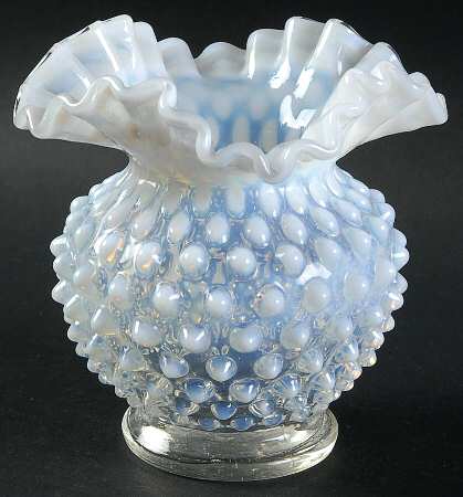 Hobnail French (Opalescent) 4 1/2" Miniature Cupped Square Crimp Vase