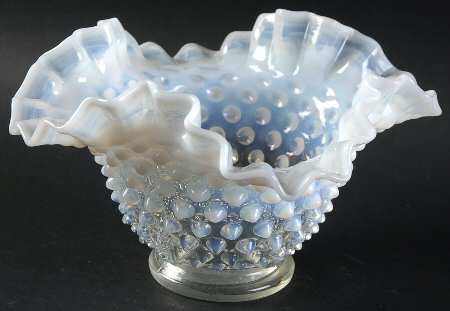 Hobnail French (Opalescent) Small Double Crimped Bowl