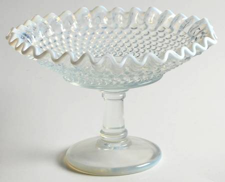 Hobnail French (Opalescent) Round Compote (Height X Width)