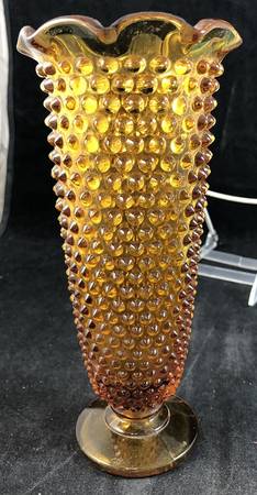 Hobnail Amber (Colonial Amber) 8" Crimped Vase