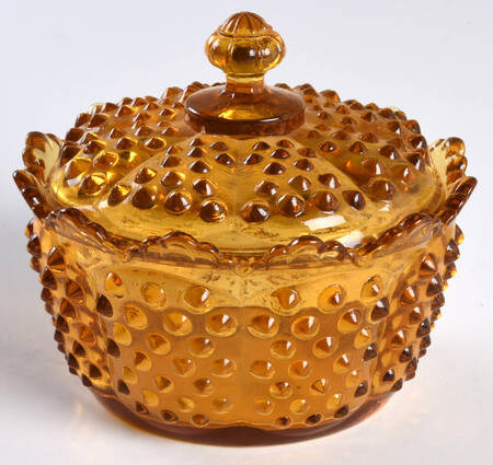 Hobnail Amber (Colonial Amber) Butter Tub with Lid