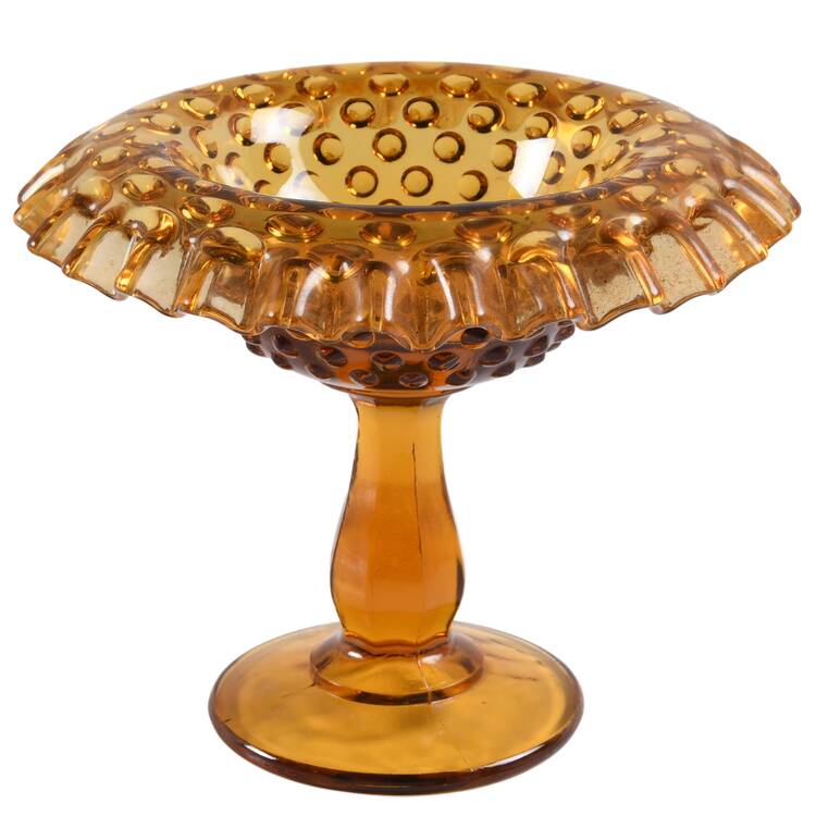 Hobnail Amber (Colonial Amber) Base for (3 Piece) Footed Fairy Lamp