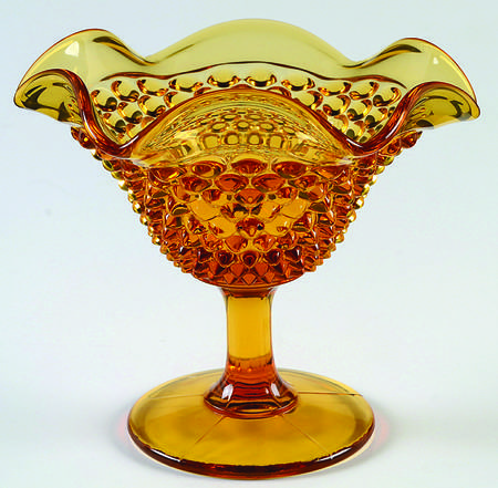 Hobnail Amber (Colonial Amber) Round Compote (Height X Width)