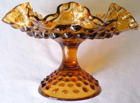 Hobnail Amber (Colonial Amber) Round Compote (Height X Width)