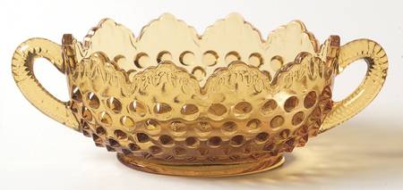 Hobnail Amber (Colonial Amber) Handled Nut Dish
