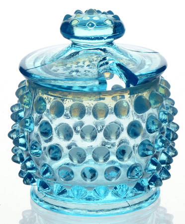 Hobnail Blue (Opalescent) Jam/Jelly & Lid