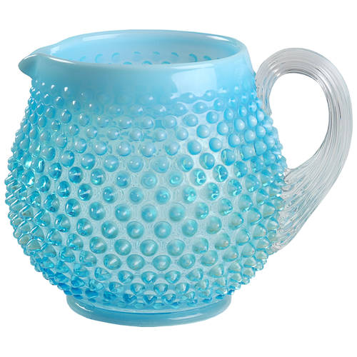 Hobnail Blue (Opalescent) 4" Ribbed Handled Jug
