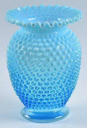 Hobnail Blue (Opalescent) 7" Flared Vase
