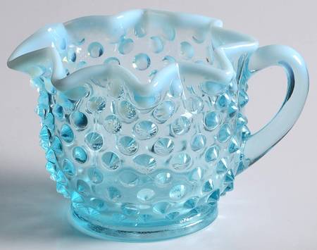 Hobnail Blue (Opalescent) Star Shape Creamer, Full Star