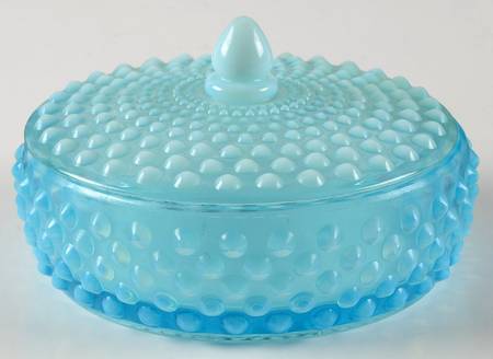 Hobnail Blue (Opalescent) Candy/Powder Box & Lid