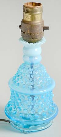 Hobnail Blue (Opalescent) 8" Electric Lamp Base