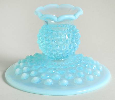 Hobnail Blue (Opalescent) 3" Single Light Candlestick
