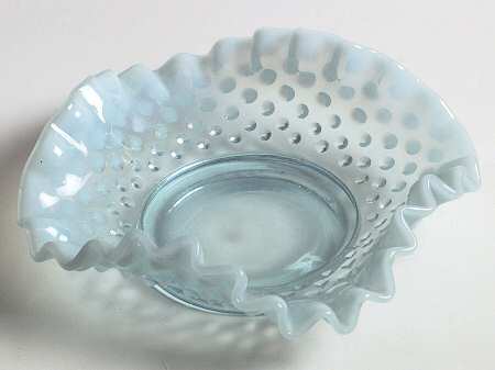 Hobnail Blue (Opalescent) 6" Square Bon Bon