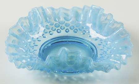 Hobnail Blue (Opalescent) 6" Triangular Bon Bon