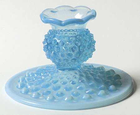 Hobnail Blue (Opalescent) 3" Single Light Candlestick