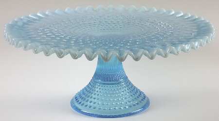 Hobnail Blue (Opalescent) Round Cake Stand