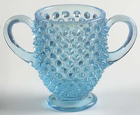 Hobnail Blue (Opalescent) Footed Open Sugar