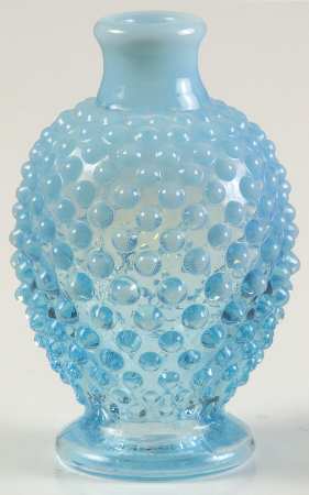 Hobnail Blue (Opalescent) Round Perfume Bottle No Stopper