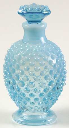 Hobnail Blue (Opalescent) Round Perfume Bottle & Stopper