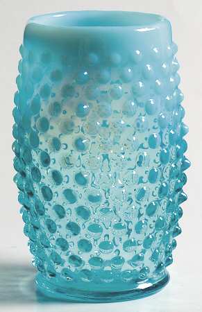 Hobnail Blue (Opalescent) 12 Oz Barrel Shape Flat Tumber