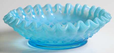 Hobnail Blue (Opalescent) 5" Crimped Bon Bon
