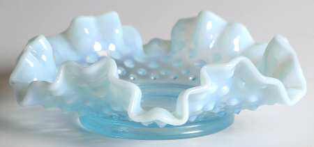 Hobnail Blue (Opalescent) 6" Double Crimped Bon Bon Epergne Base